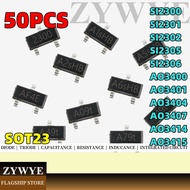 50pcs AO3401 AO3400 SI2301 SI2302 MOS Field Effect Tube Patch A19T A09T A1SHB A2SHB SOT-23 N Channne