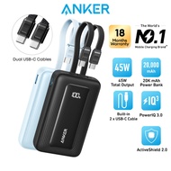 Anker Zolo Powerbank 20000mAh 45W Fast Portable Charger Built-in Dual USB-C Cables Power Bank Fast C