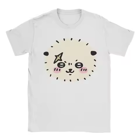 Funny Chiikawas Rakko T-Shirts Men Round Neck Cotton T Shirts Short Sleeve Tees Unique Tops