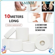 AMBER Physio Bandage, Waterproof Cotton Athletic Sport Tape,  Easy Tear White Sports Tape