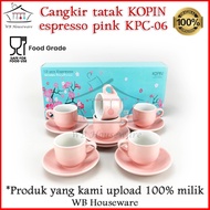 GELAS KOPI 6 PASANG CANGKIR SET WARNA KERAMIK ESPRESSO KO/ CANGKIR KOPI MINI 90ML PINK KPC-06 BEST S