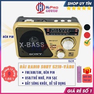 Đài Radio Sony - Waxiba 521U Cho Người Già Fm-Am-Sw Kiêm Máy Nghe Nhạc Usb-Thẻ Nhớ-Đèn Pin Tặng Pin