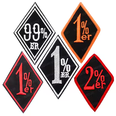 One Percenter 1% 2% 99% Er Embroider Biker Outlaw Motorcycle Club Gang Applique Iron on Crafts Sew D