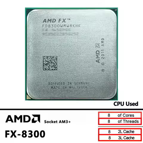 AMD FX-8300 3.3 GHz Used Eight-Core 8M Socket AM3+ CPU 95W