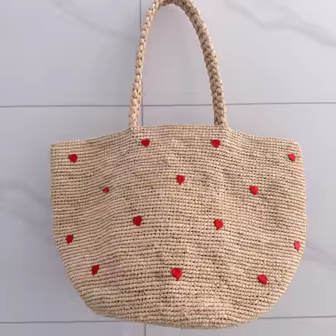 Lafite Grass Crochet Hand Woven Bag Vacation Beach Women's Shoulder Bag 2025 Fashion Handbag Summer 