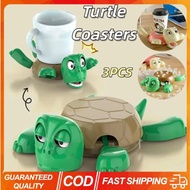 3PCS Creative 3D Printing Turtle Cartoon Animal Cup Mat Toys Funny Cute Shape Turtle Shape Cup Pad P