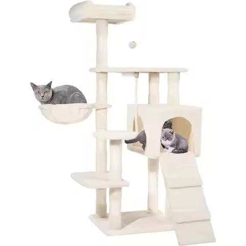 Multi Level 51 inch Cat Tree Tower for Indoor Cat with Cat Condo, Scratching Sisal Posts,Hammock, La