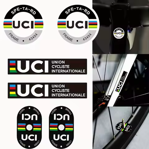 UCI Bike Sticker Set 6PCS Reflective PVC Waterproof for Valve Spoke