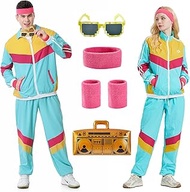 80s Tracksuit for Men Women Retro Windbreaker Set 80s 90s Outfit for Men 80s Track Suit for Couple 9