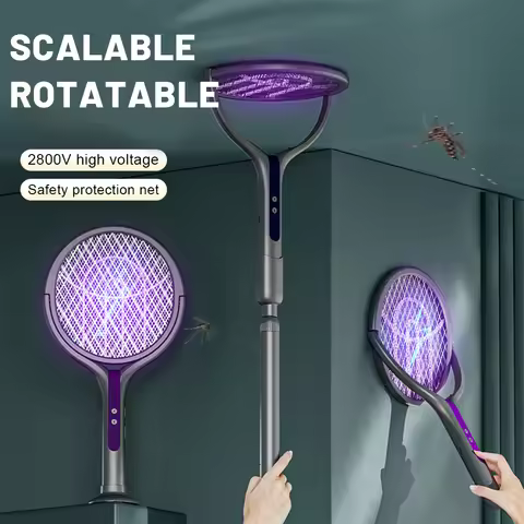 Multi functional 2-in-1 mosquito killer lamp angle retractable mosquito swatter USB rechargeable mos