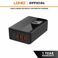 LDNIO A4808Q LED Display 65W Dual PD Type-C + Dual QC USB Ports Super Fast Desktop Charger