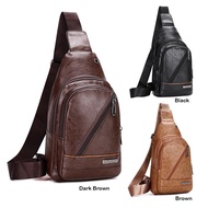 SKM Men's Casual Leather Chest Crossbody Bag SK584