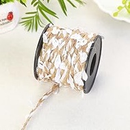 Burlap Leaf Ribbon, 66 feet in Total, 5mm Natural Jute Thread Ribbon with Artificial Leaves, Used fo