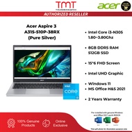 Acer Aspire 3 A315-510P-38RX Laptop (Pure Silver) | i3-N305 | 8GB RAM | 512GB SSD | 15"6 FHD | Intel