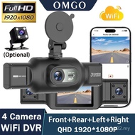 Kamera Dash Cam 4 Saluran 360 Darjah Untuk Kereta WIFI APP Car DVR FHD 1920*1080P 4 Lensa Kamera Pem