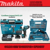 Makita TD110DWYE 12V Impact Driver + DF001DW 3.6V Cordless Screwdriver Combo Set Drill Kit Power Too