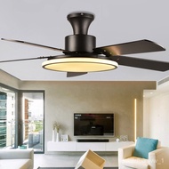 🚢ledFan Lamp Living Room Dining Room Low Floor Simple Ceiling Fan Lamp36Inch Bedroom Wood Leaf Fan Chandelier