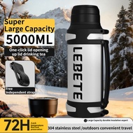 5000ML Thermos Vacuum Water Bottle Extra Large Capacity Portable Stainless Steel Insulated Cold and 