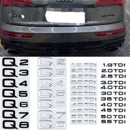 Suitable for q Series Car Sticker Q2 Q3 Q5 Q7 Q8 Tail Box Word Mark Sticker Displacement Mark Tail M