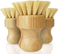 WorldFront Naturals Bamboo Dish Brush with handle, Pack of 3 Natural Sisal Bristles Wooden Scrub Brush, Eco-Friendly Kitchen Scrubbers for Dishes, Effective Cleaning of Cast Iron, Pans, Pots, Veget...