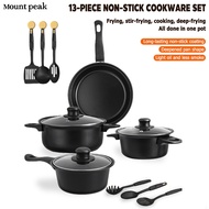 Mount peak 13pcs Non Stick Cookware Set Stainless Steel Pot Fry Pan Cooking Set Kawali Induction Pan