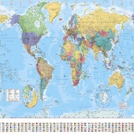 World Map Wall canvas painting Large Map of The World Poster with Country Flags Room Decoration Wall