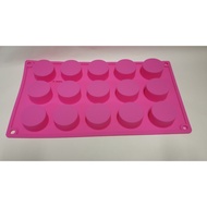 15 Holes Round Shape Silicone Cake Mold Jelly Pudding Cookie Muffin Baking Mould Soap Maker / 圆形硅胶果冻冰块模具 布丁巧克力手工皂 烘培模具