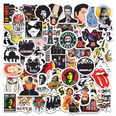 50PCS Rock Character Cartoon Stickers - Unique Style for Fridge, Air Conditioner, Water Cup, Phone C