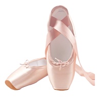 SwanDancer Pointe Satin Upper With Ribbon Girls Women's Pink Professional Ballet Shoes Dancing Shoes With Toe Pads