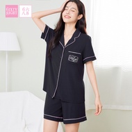 Pajamas Set for Women - Modal Short Sleeve Shorts with Lapel | 6IXTY8IGHT