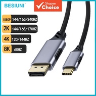 USB C to DP 1.4 Cable 8K USB C to DisplayPort Converter Adapter Support 8K/60Hz, 4K*120Hz/60Hz, 2K*1