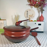 新款紫砂養生陶土不粘微壓炒鍋家用多功能一體炒菜鍋平底燃氣通用