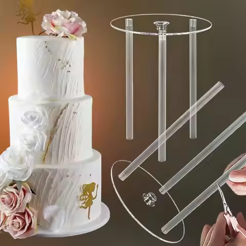 Plastic Multi-layer Cake Stand Transparent DIY Cake Decor Cake Tier Support Straw Frame Cake Stands