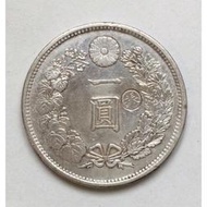 日本龍洋-明治11年ㄧ圓銀幣 右丸銀 C90 保真