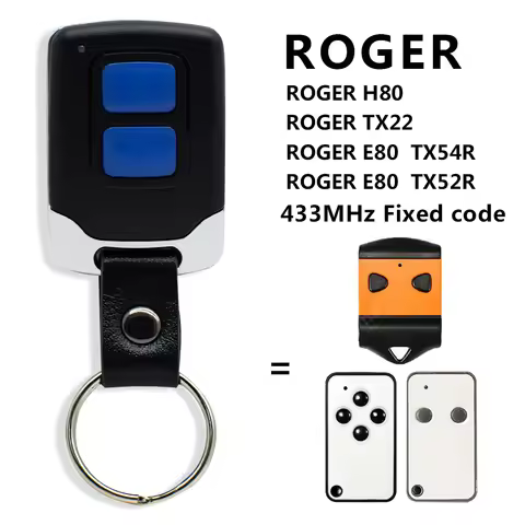 Roger E80 TX52R 2 433.92 MHz E80/TX52R/2 E80/TX54R/2 Fixed Code Garage Door Remote Control ROGER H80