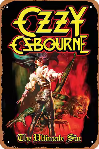 LICAIXII Look Metal Sign Ozzy Osbourne Music Poster for Bar Man Cave Office Bedroom Home Wall Art De
