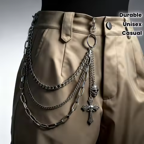 Pants Chain for Men Women,Biker Skull Chain Wallet,Long Cool EMO Punk Trousers Pocket Belt Key Chain