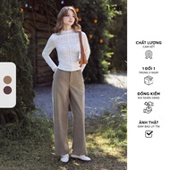 512TR2008 - ADORE wide-leg olive/coffee brown velvet pants