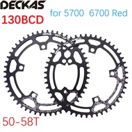 Deckas Chainring 130 BCD Round  for shimano 5700 6700 50 52 55 58 T 60T Road Bike ChainWheel 130bcd for sram red