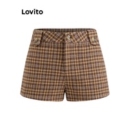 Casual Plaid Pocket Short for Women L110AD476