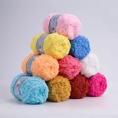 Soft Smooth Yarn Baby Knitting Wool Yarn Thick Yarn Fiber Velvet Yarn Hand Knitting Wool Crochet Yar
