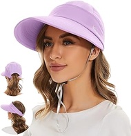 Sun Hats for Women UV Protection Wide Brim Visor Summer Beach Hat Womens Packable Golf 2 in 1 Zip-Off Hat Purple