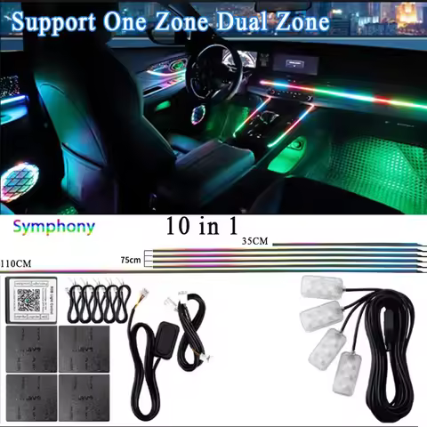 6/10 in 1 Led Acrylic Car Ambient Light RGB 64 213 Color Symphony Acrylic APP Streamer Atmosphere La