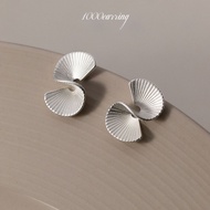 1000earring 925 Sterling Silver Daia S Shape Fan Stud Earrings - Silver