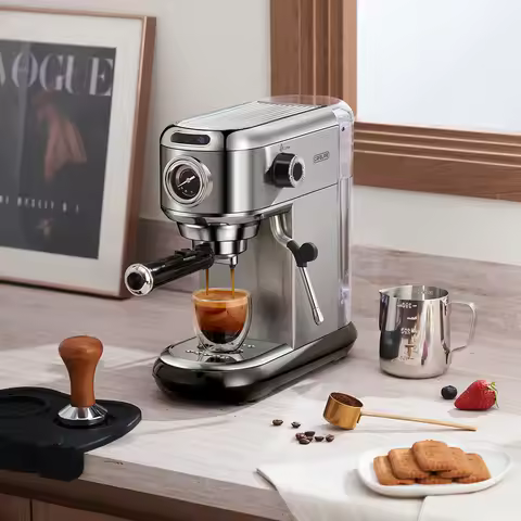 CafeLffe Coffee Maker Cafetera 20 Bar Inox Semi Automatic Super Slim ESE POD& Powder Espresso Cappuc