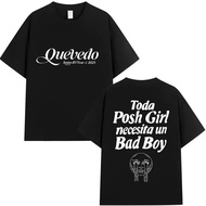 Quevedo Buenas Noches Tour Printed T-Shirt Men Women Comfortable Cotton Short Sleeves Fashion V-Neck