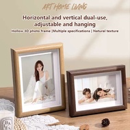 New Wooden 3D Hollow Platform Photo Frame 6-inch/A4 Solid Wood Nordic Creative Wall Hanging Househol
