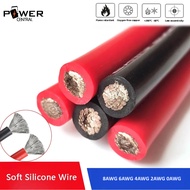 0.5 Meter 8AWG 6AWG 4AWG 2AWG 0AWG AWG Gauge Wire Silicone Cable Flexible Cable Red or Black