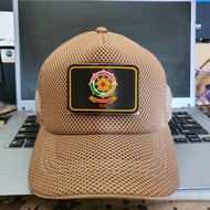 topi satpol pp cream plus patch rubber - topi double mess pol pp - topi jaring pol pp cream