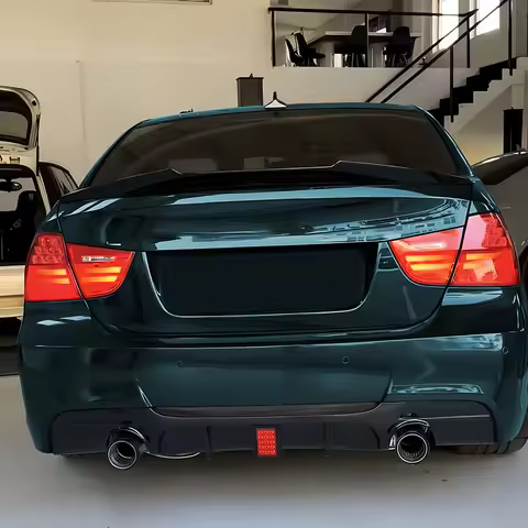 Rear Rear Bumper Lip W/ Light Splitter Spoiler Diffuser Lips Trim For BMW 3 Series E90 E91 M Sport 2